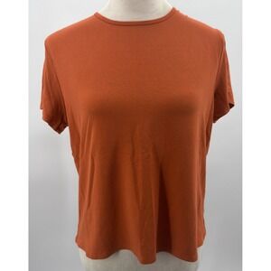 Eileen Fisher Women Sz Large Crop Boxy T Shirt Top‎ -Short Sleeve